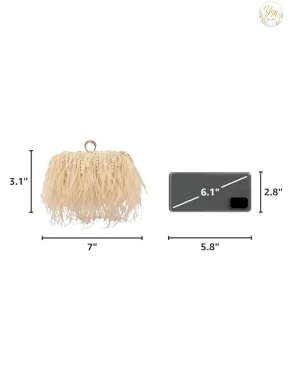 Women's Real Ostrich Feather Evening Bag Clutch Vintage Banquet Purse Chain